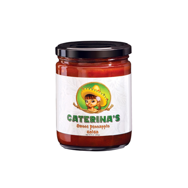 16 oz jar of Caterina's branded Sweet Pineapple Salsa 000648